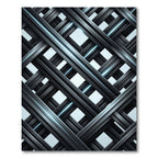 Modern Charcoal Metallic Interwoven Lattice Rug
