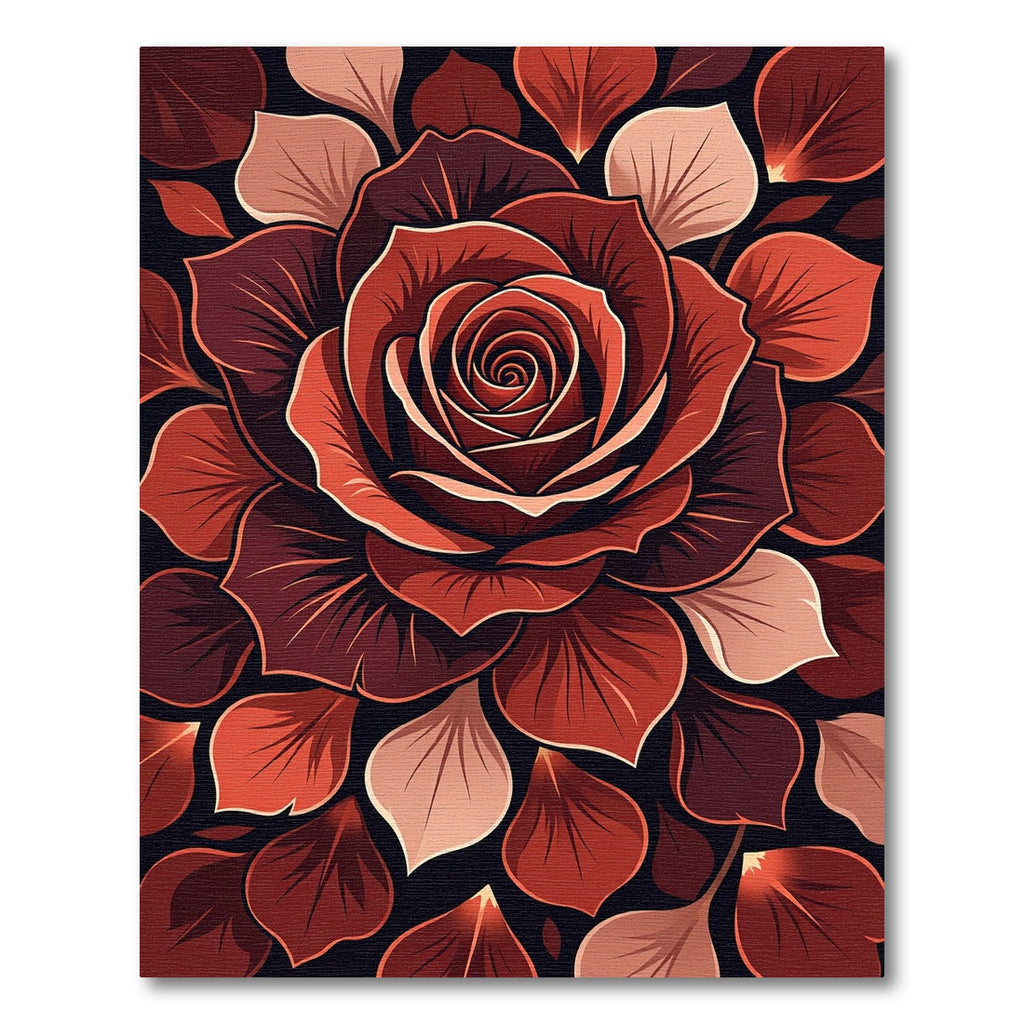 Elegant Crimson Rose Petal Art Rug