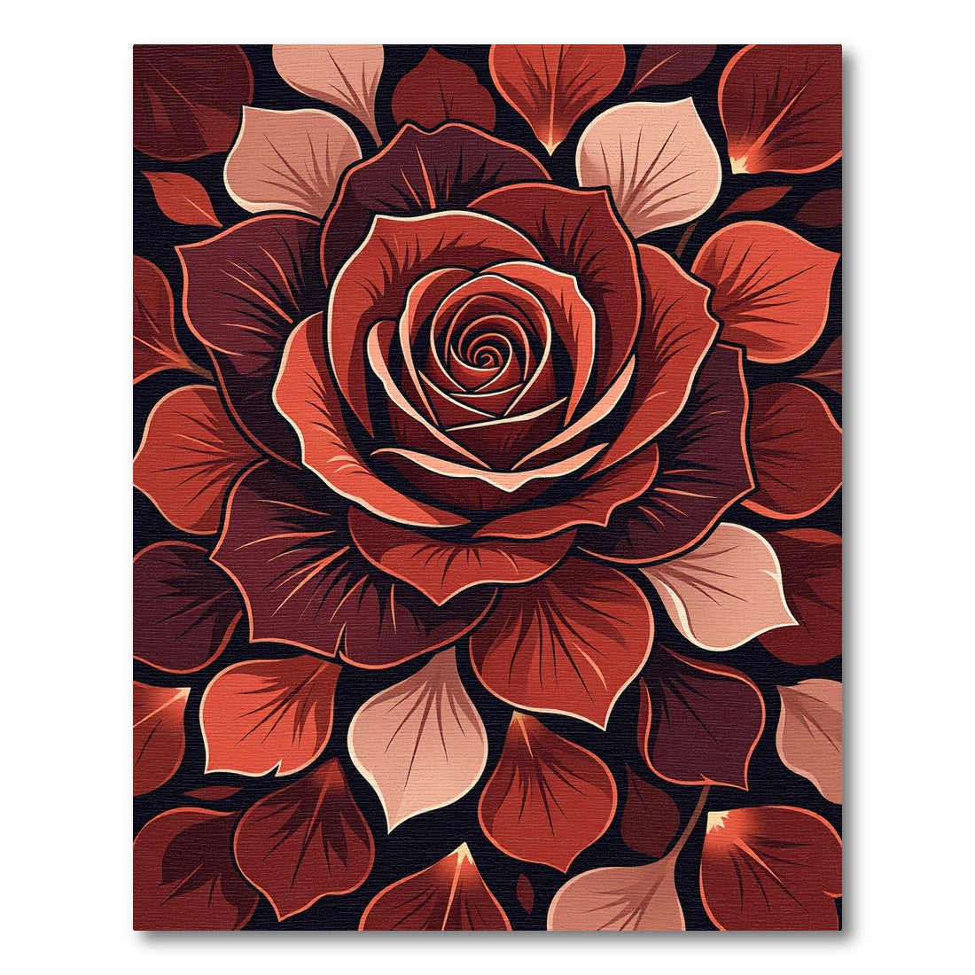Elegant Crimson Rose Petal Art Rug