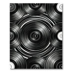 Monochromatic Vinyl Record Radial Arrangement Rug