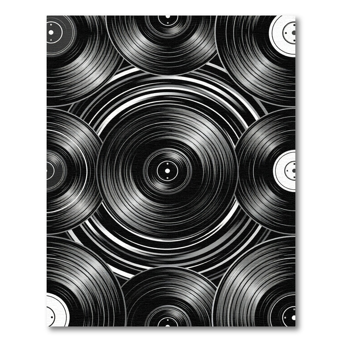 Monochromatic Vinyl Record Radial Arrangement Rug