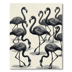 Monochrome Flamingo Flock Minimalist Illustration Rug