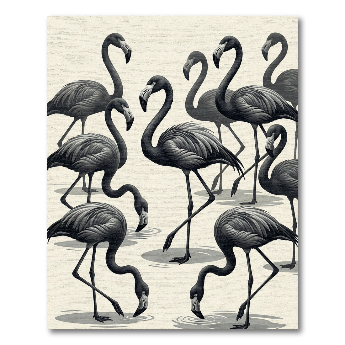 Monochrome Flamingo Flock Minimalist Illustration Rug