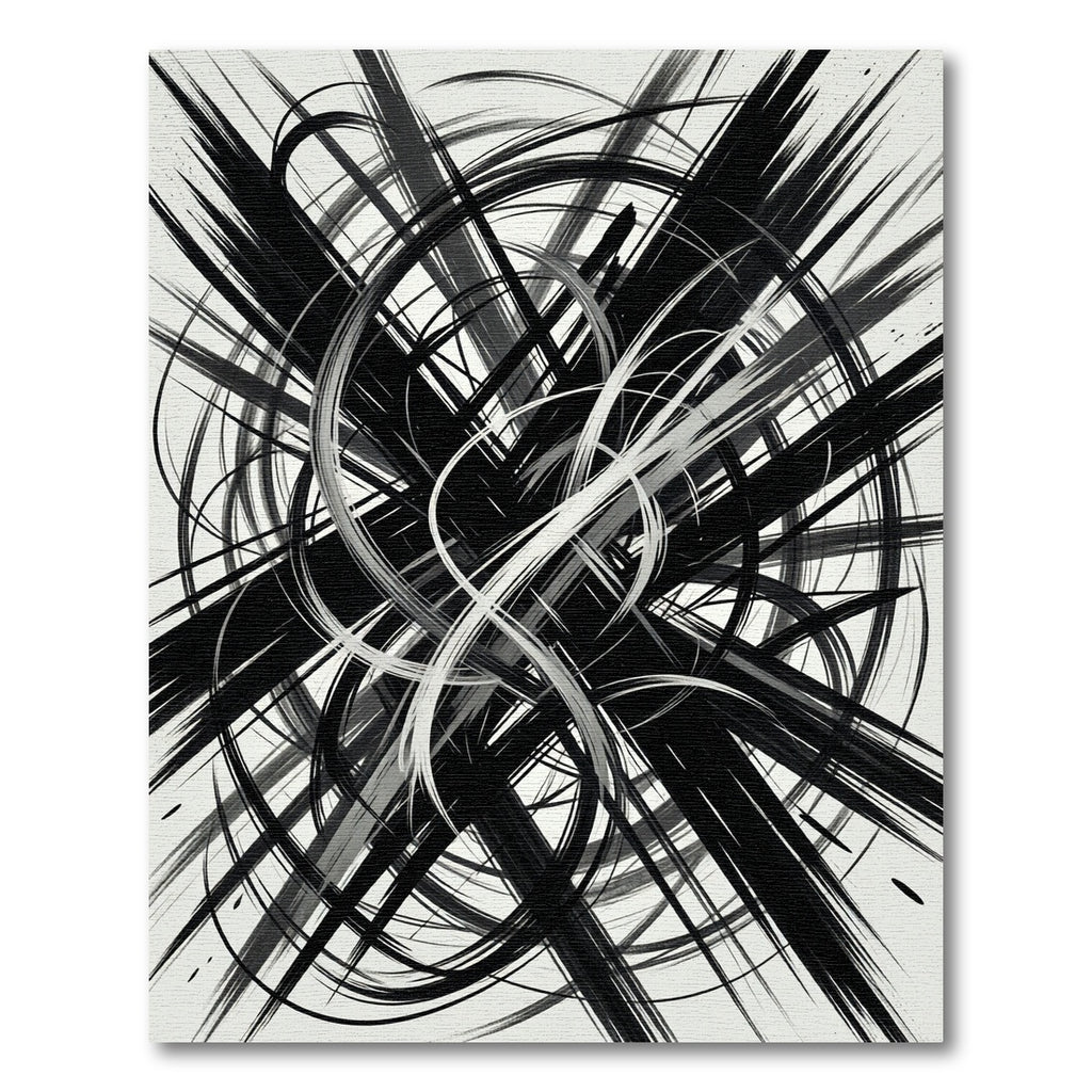 Monochrome Abstract Black White Swirls Rug