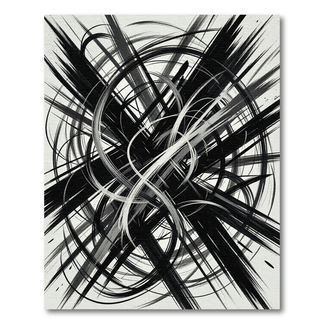Monochrome Abstract Black White Swirls Rug