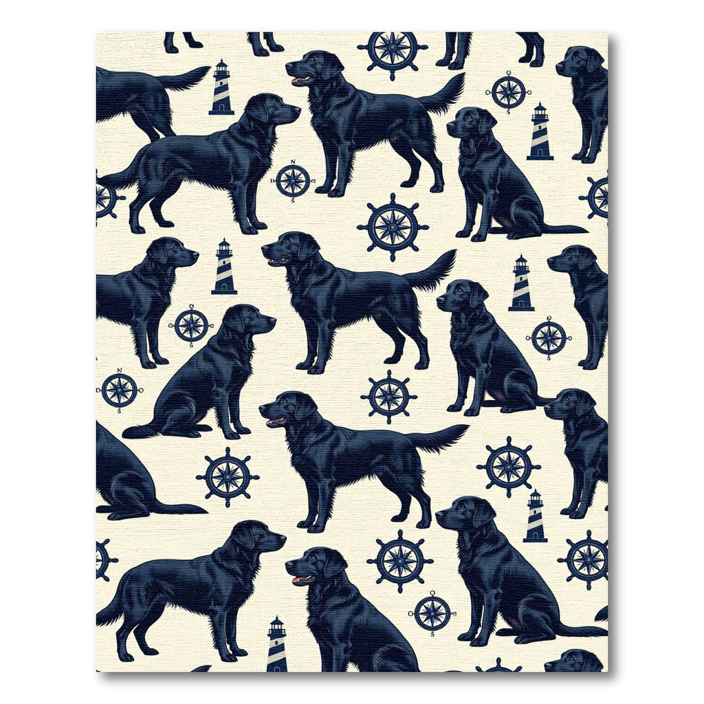 Nautical Black Labrador Retriever Compass Rug