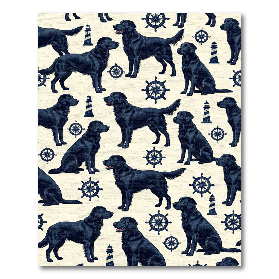 Nautical Black Labrador Retriever Compass Rug