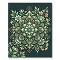 Emerald Floral Medallion Boho Garden Rug