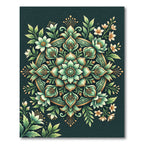 Emerald Floral Medallion Boho Garden Rug