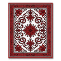 Rich Crimson Floral Rococo Medallion Rug