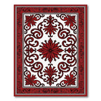 Rich Crimson Floral Rococo Medallion Rug