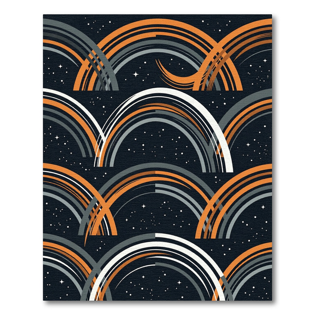 Abstract Burnt Orange Celestial Arc Rug
