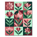 Modern Pink Floral Geometric Tile Rug