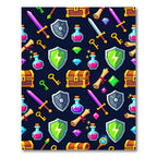 Pixel Adventure Fantasy Loot Icon Mosaic Rug