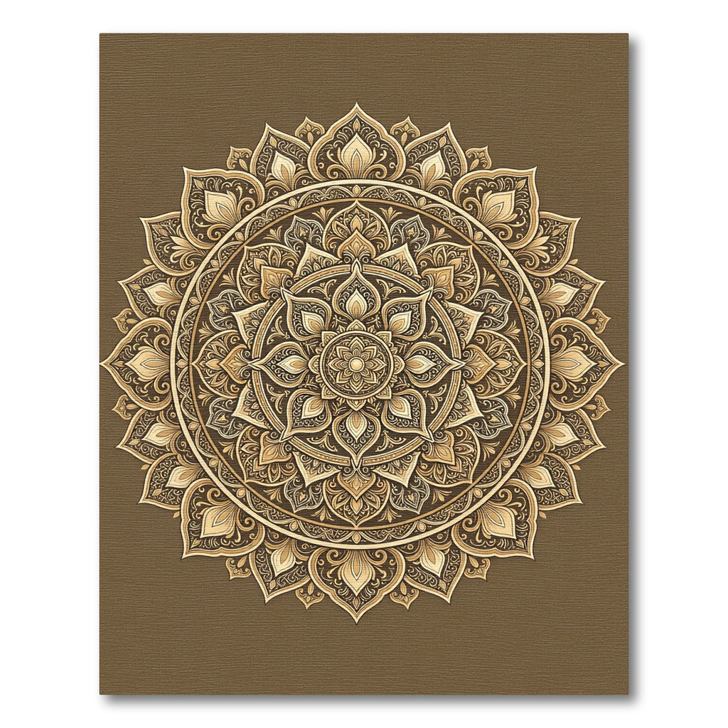 Elegant Beige Ornate Floral Mandala Rug