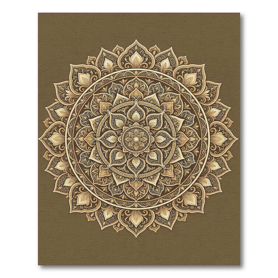 Elegant Beige Ornate Floral Mandala Rug