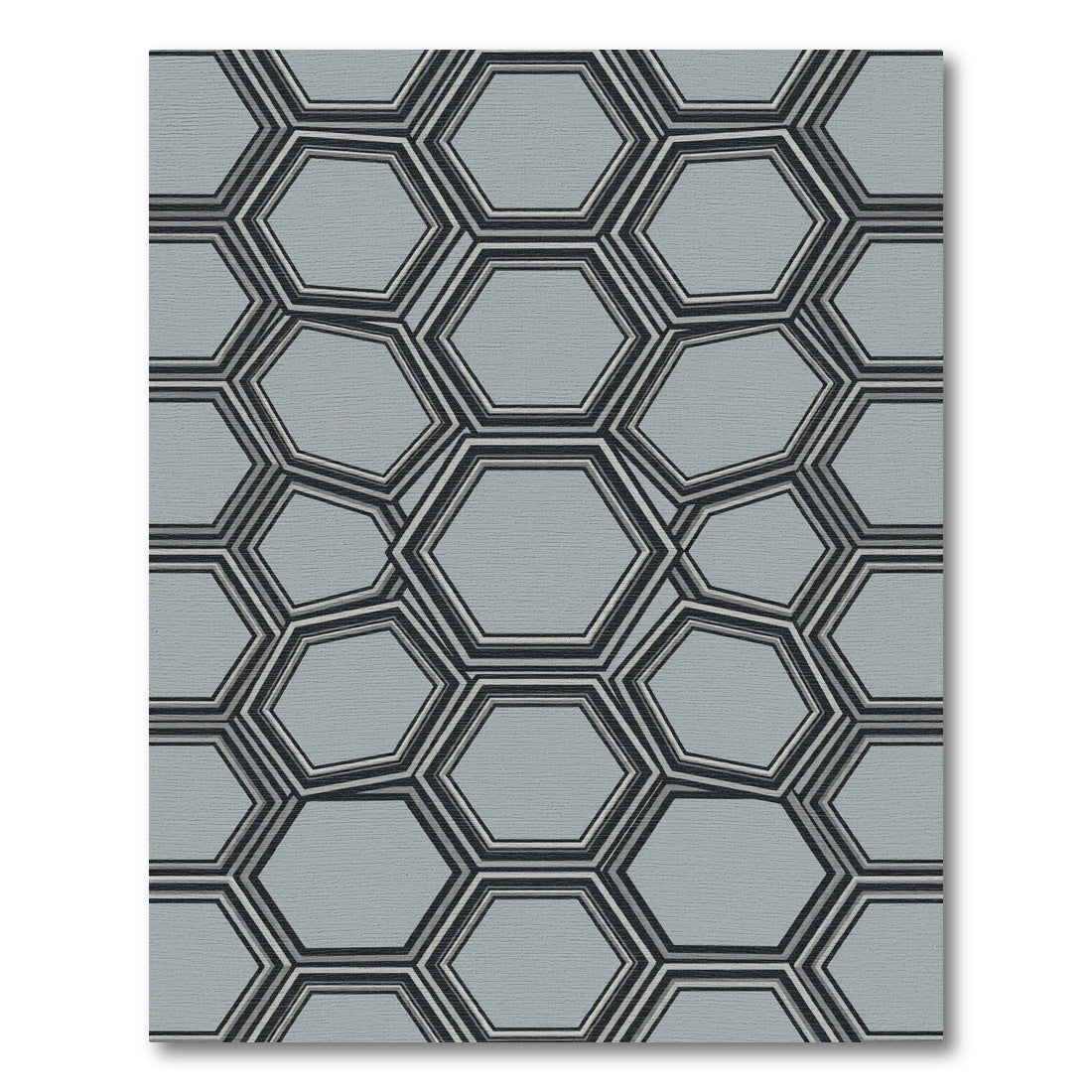 Modern Slate Gray Geometric Hexagon Rug