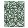 Geometric Sage Green Triangular Facet Grid Rug