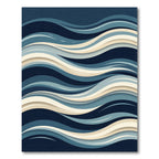 Deep Blue Abstract Wave Layered Rug