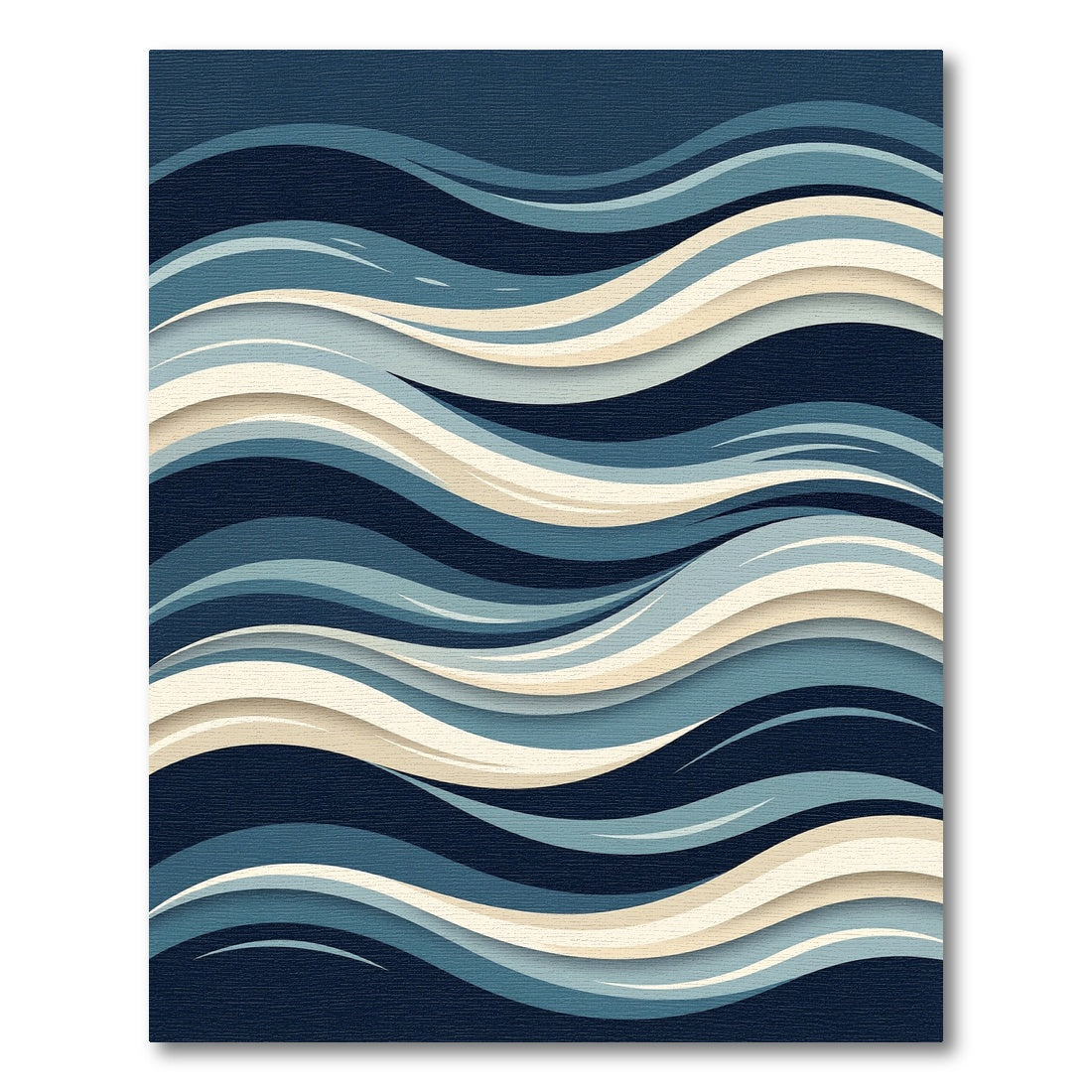 Deep Blue Abstract Wave Layered Rug