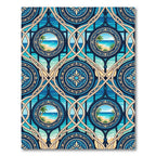 Coastal Blue Ocean View Medallion Rug