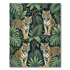 Jungle Tigers Tropical Foliage Rug