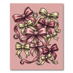 Elegant Pink and Golden Ribbon Bouquet Rug
