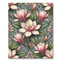 Elegant Pink Magnolia Floral Damask Wallpaper Rug