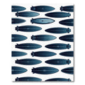 Midnight Blue Surfboard Graphic Illustration Rug