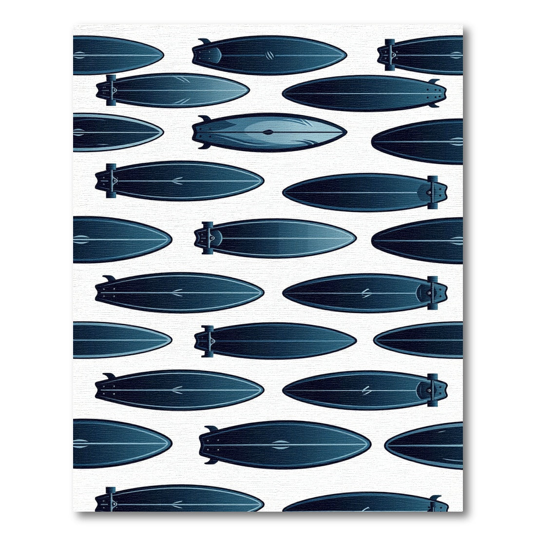 Midnight Blue Surfboard Graphic Illustration Rug