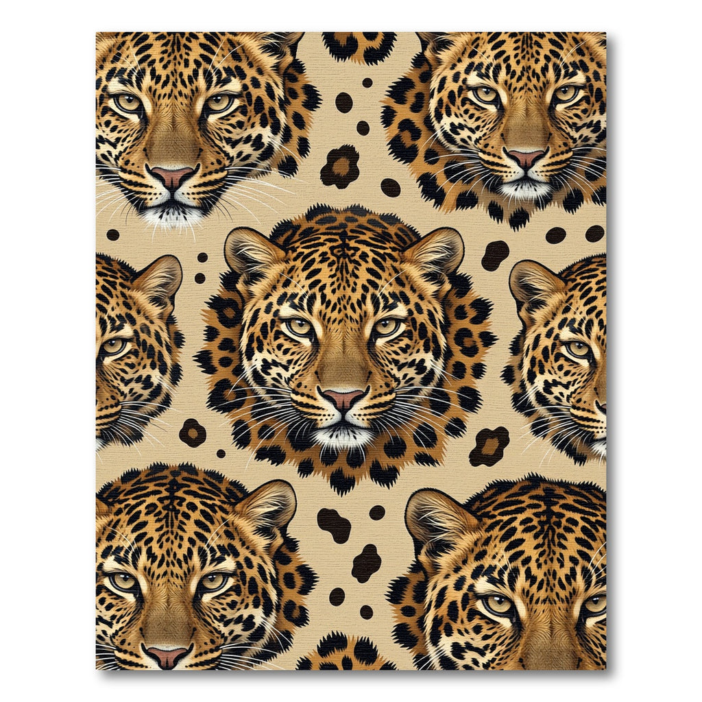 Sophisticated Golden Leopard Face Animal Skin Rug