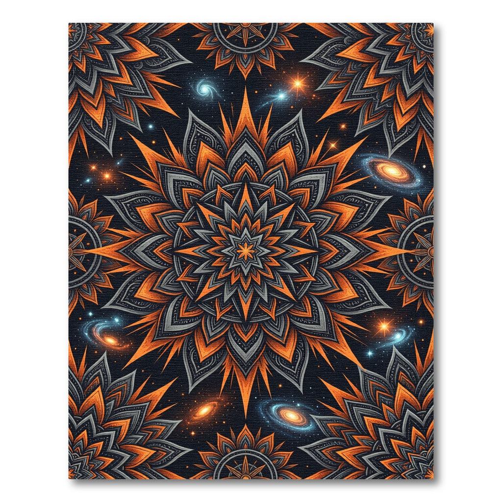 Orange Celestial Mandala Starry Night Rug