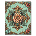 Golden Floral Medallion Aquamarine Rug