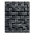 Dark Gray Woven Geometric Interlocked Texture Rug