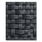 Dark Gray Woven Geometric Interlocked Texture Rug