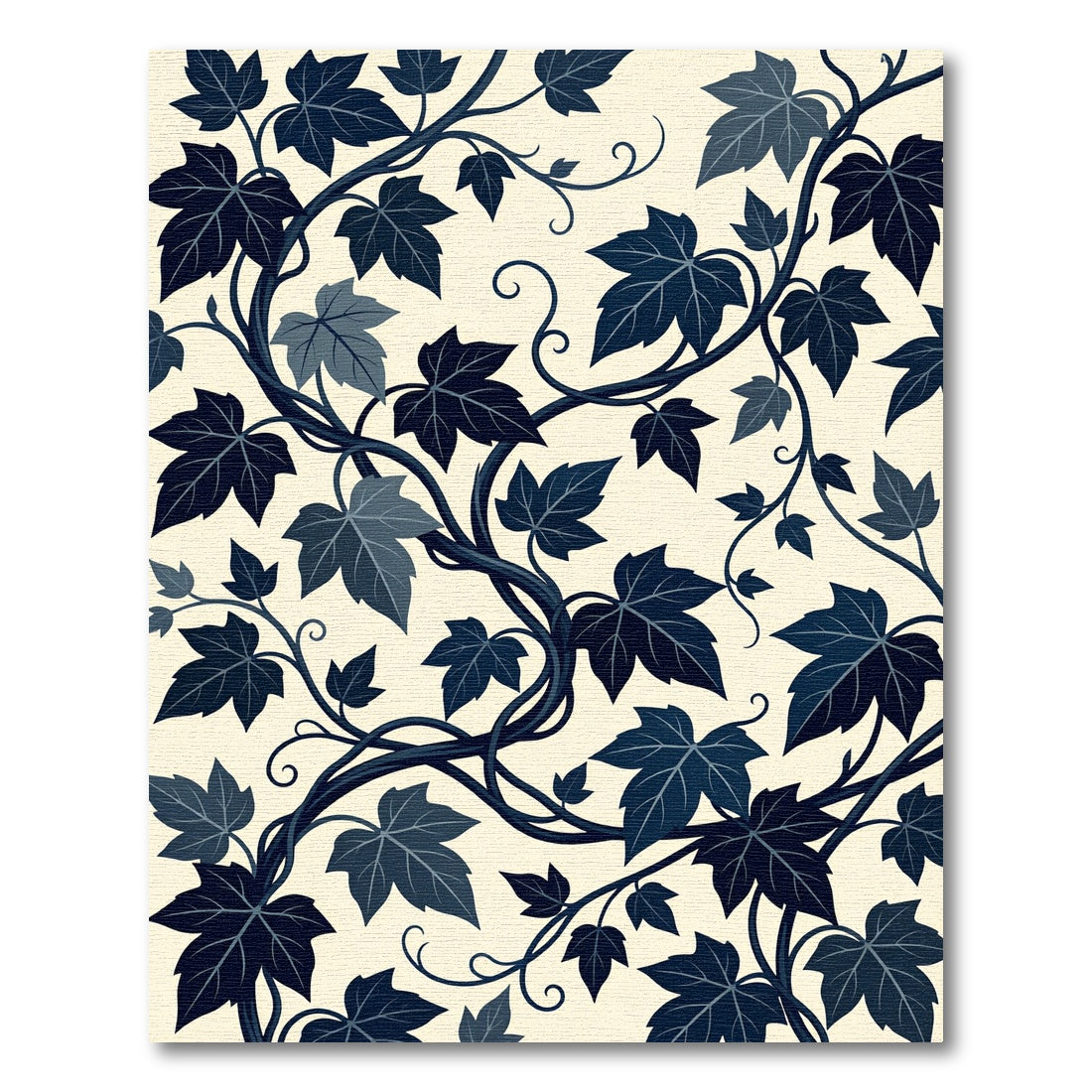 Midnight Ivy Vine Botanical Illustration Rug