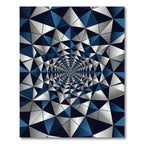 Contemporary Blue Silver Geometric Fractal Rug