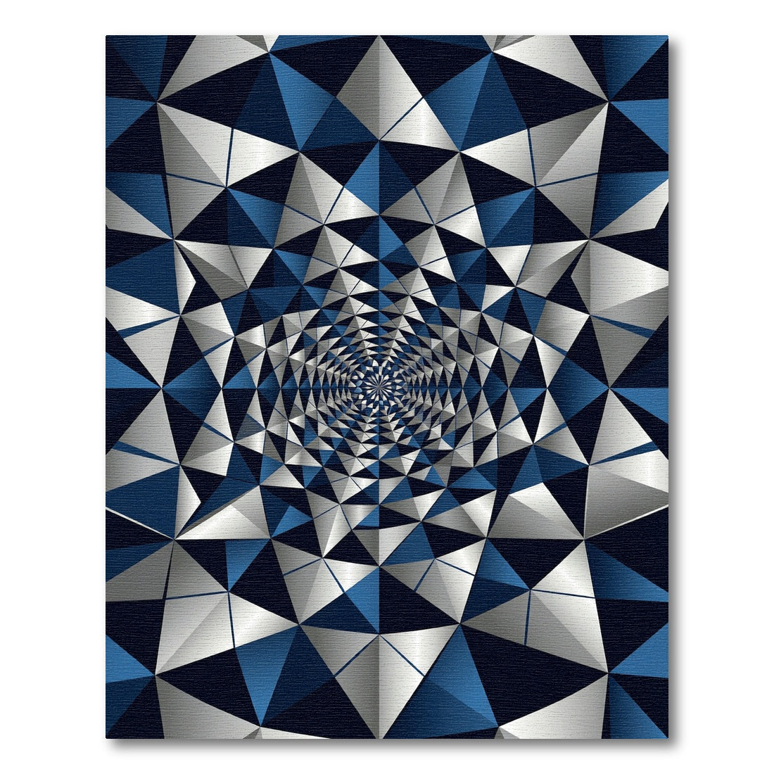 Contemporary Blue Silver Geometric Fractal Rug