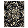 Ornate Gold Leaf Floral Mandala Rug