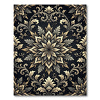 Ornate Gold Leaf Floral Mandala Rug
