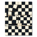 Distressed Black Cream Checkerboard Squares Rug