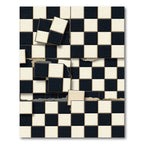 Distressed Black Cream Checkerboard Squares Rug