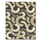 Taupe And Cream Swirl Mid Century Rug