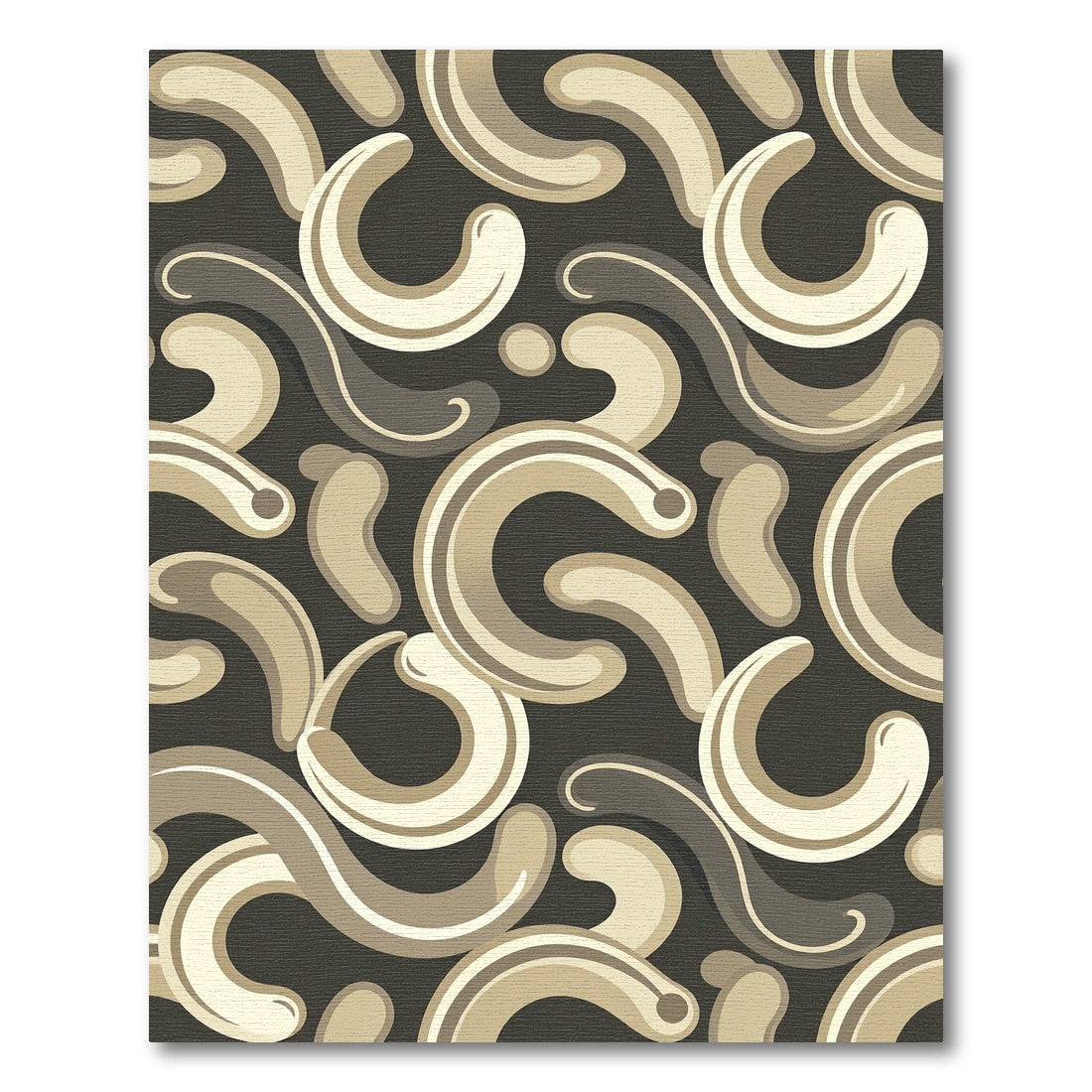 Taupe And Cream Swirl Mid Century Rug