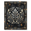 Metallic Acanthus Wreath Black Gold Border Rug