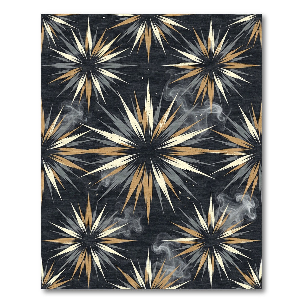 Modern Gold and Gray Starburst Rug
