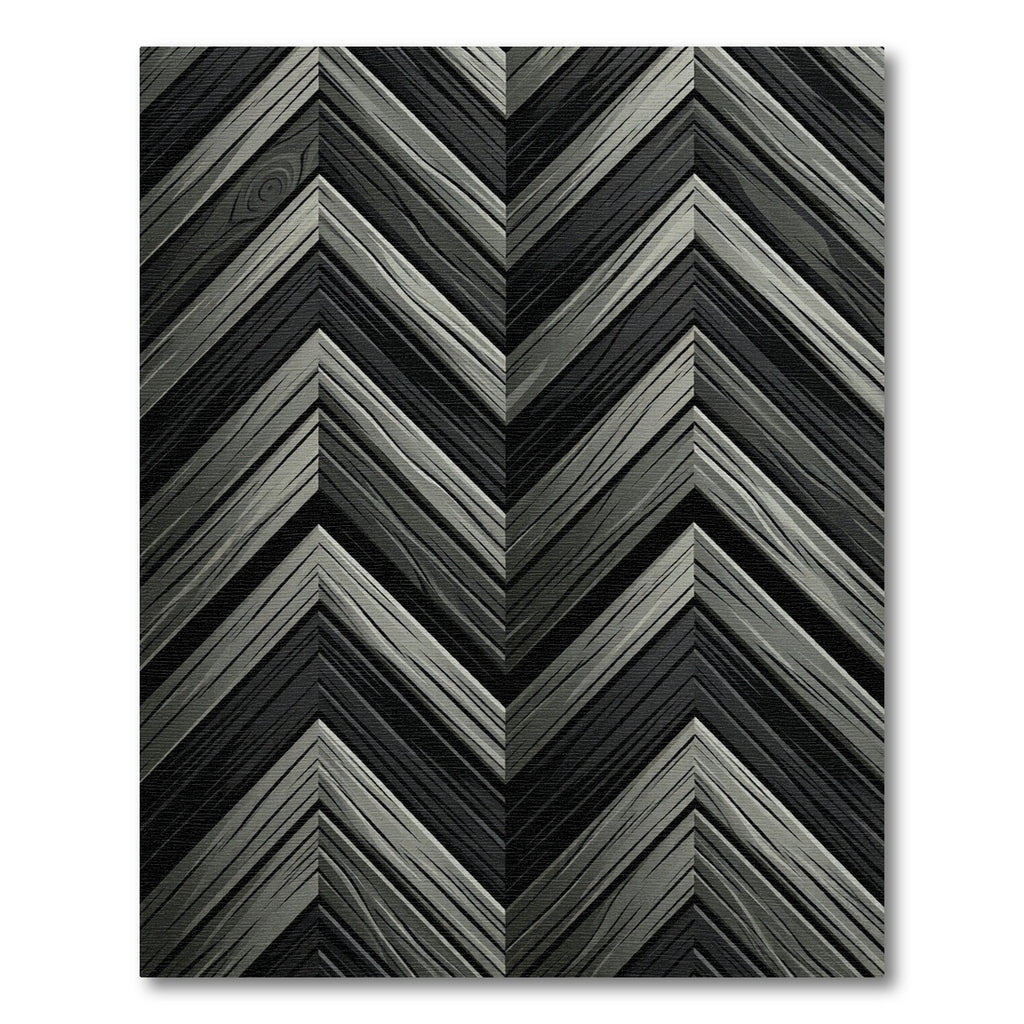 Dark Gray Wood Grain Chevron Rug