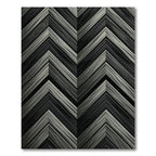 Dark Gray Wood Grain Chevron Rug