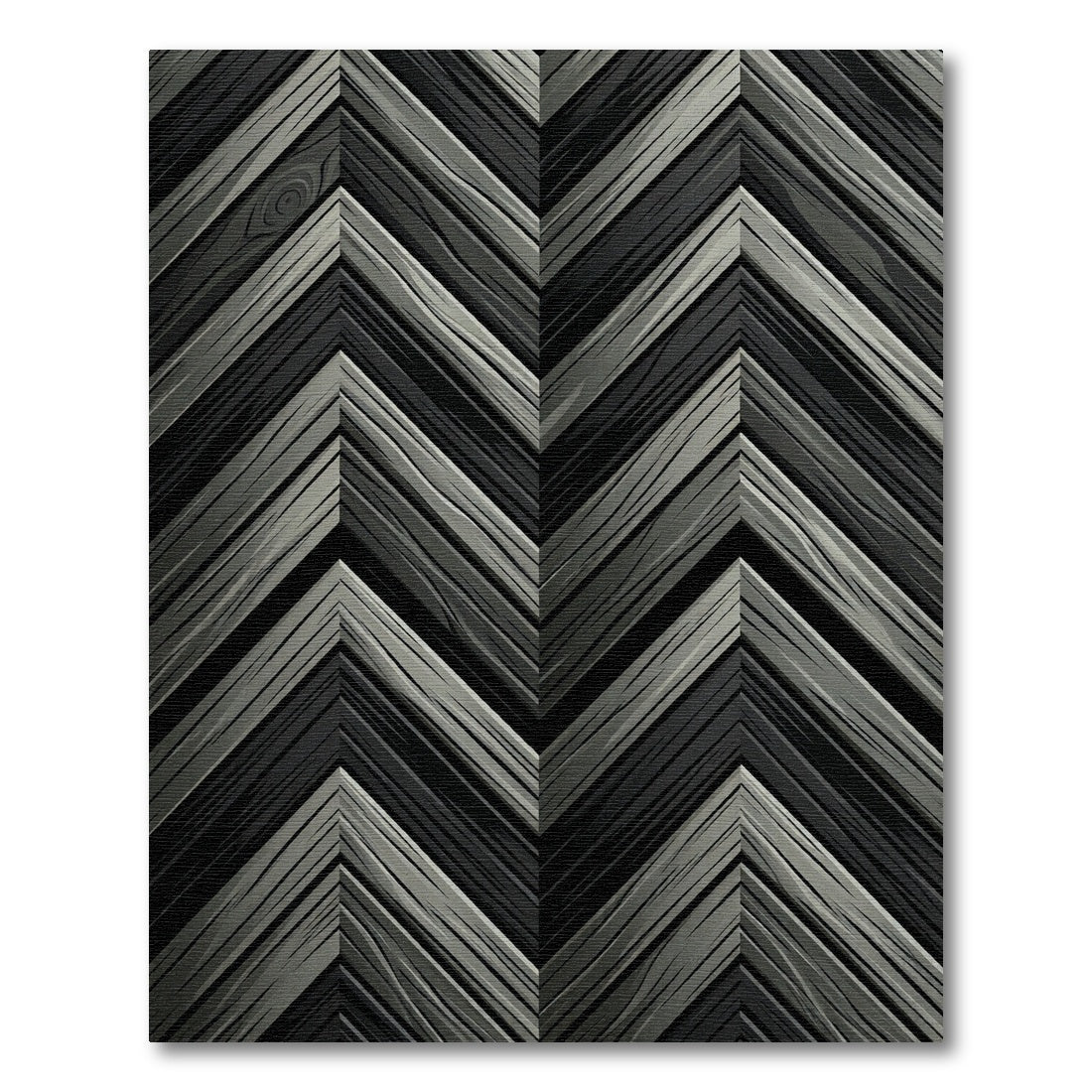 Dark Gray Wood Grain Chevron Rug