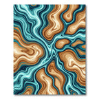 Earthy Brown and Teal Fluid Swirl Rug